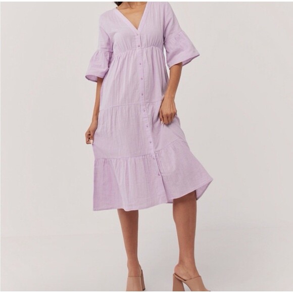 Pact Dresses & Skirts - Pact Women’s Organic Cotton Dress Coastal Double Gauze Throw N Go Lilac Size XXL